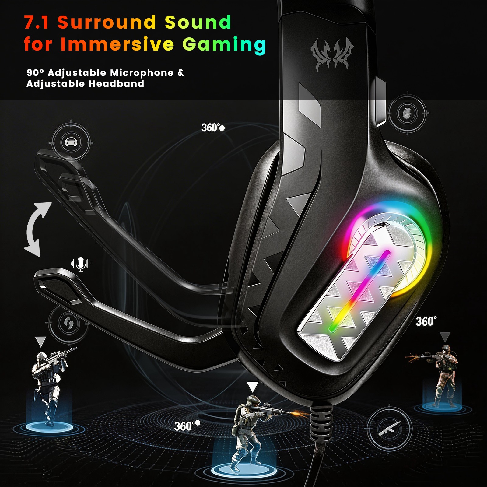 1PC G4100 RGB Wired Gaming Hea - Gaming Headset 7.1 ulasan dan harga