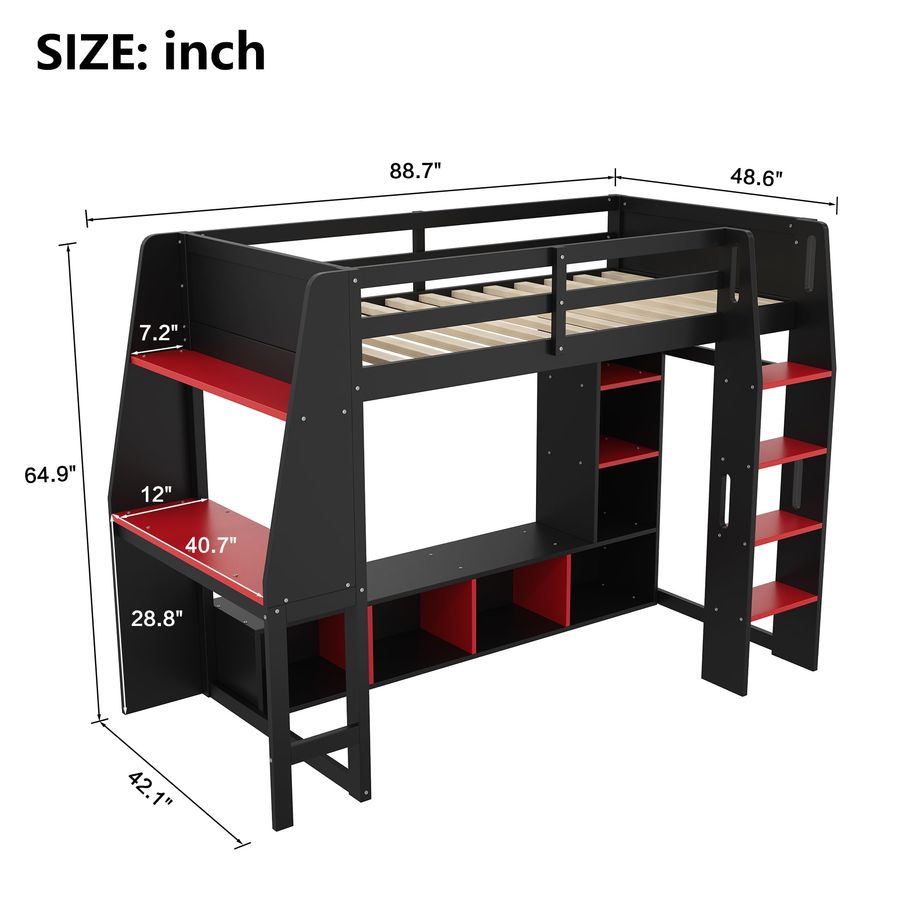 Wooden Twin Loft Bed with Gami - Esports Gaming Bed ulasan dan harga
