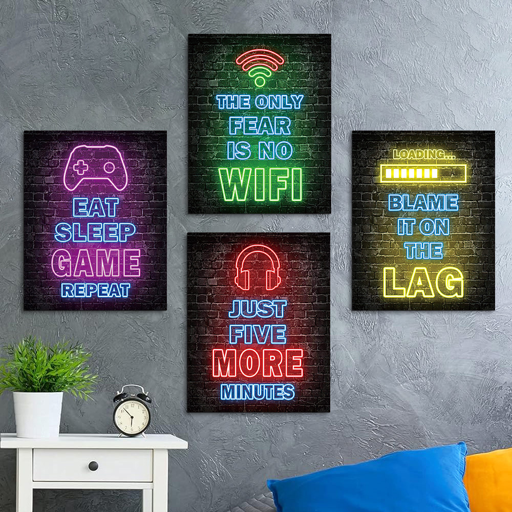 Cyberpunk Neon Wall Art - Retr - Esports Gaming Bar ulasan dan harga
