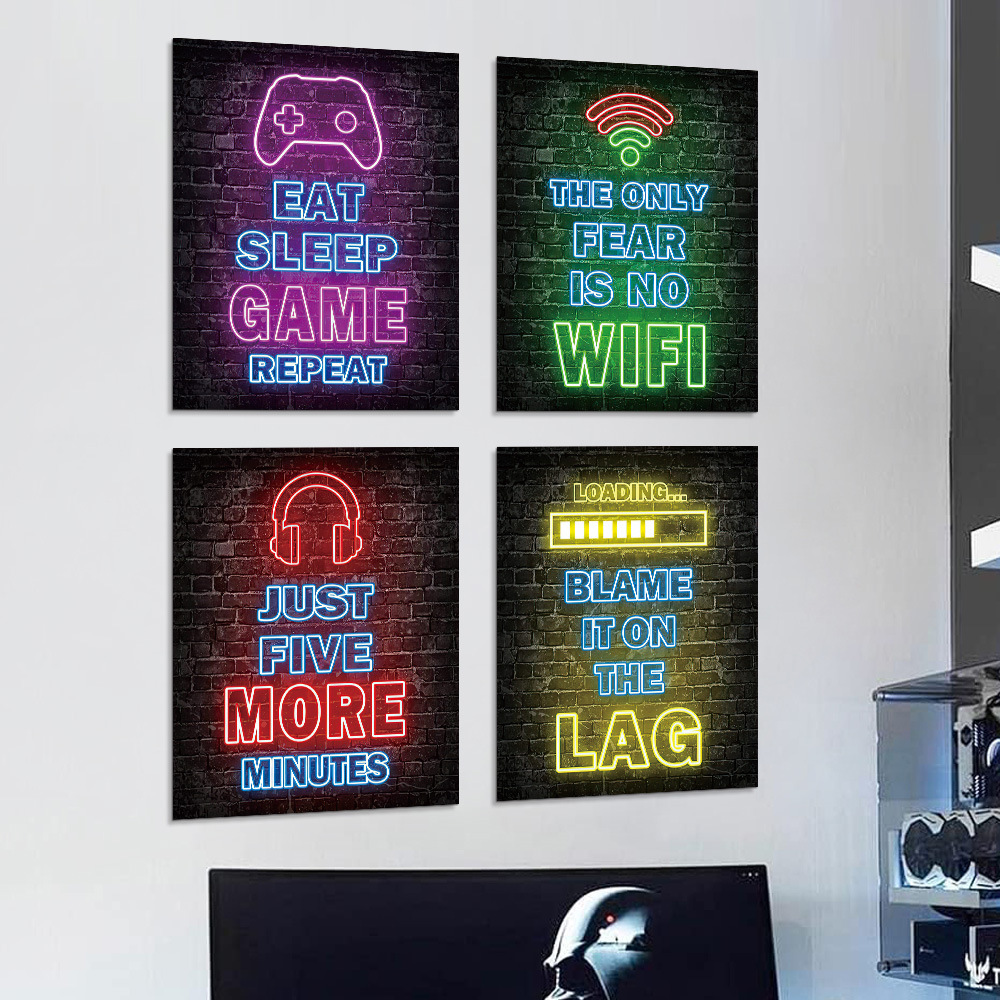 Cyberpunk Neon Wall Art - Retr - Esports Gaming Bar ulasan dan harga