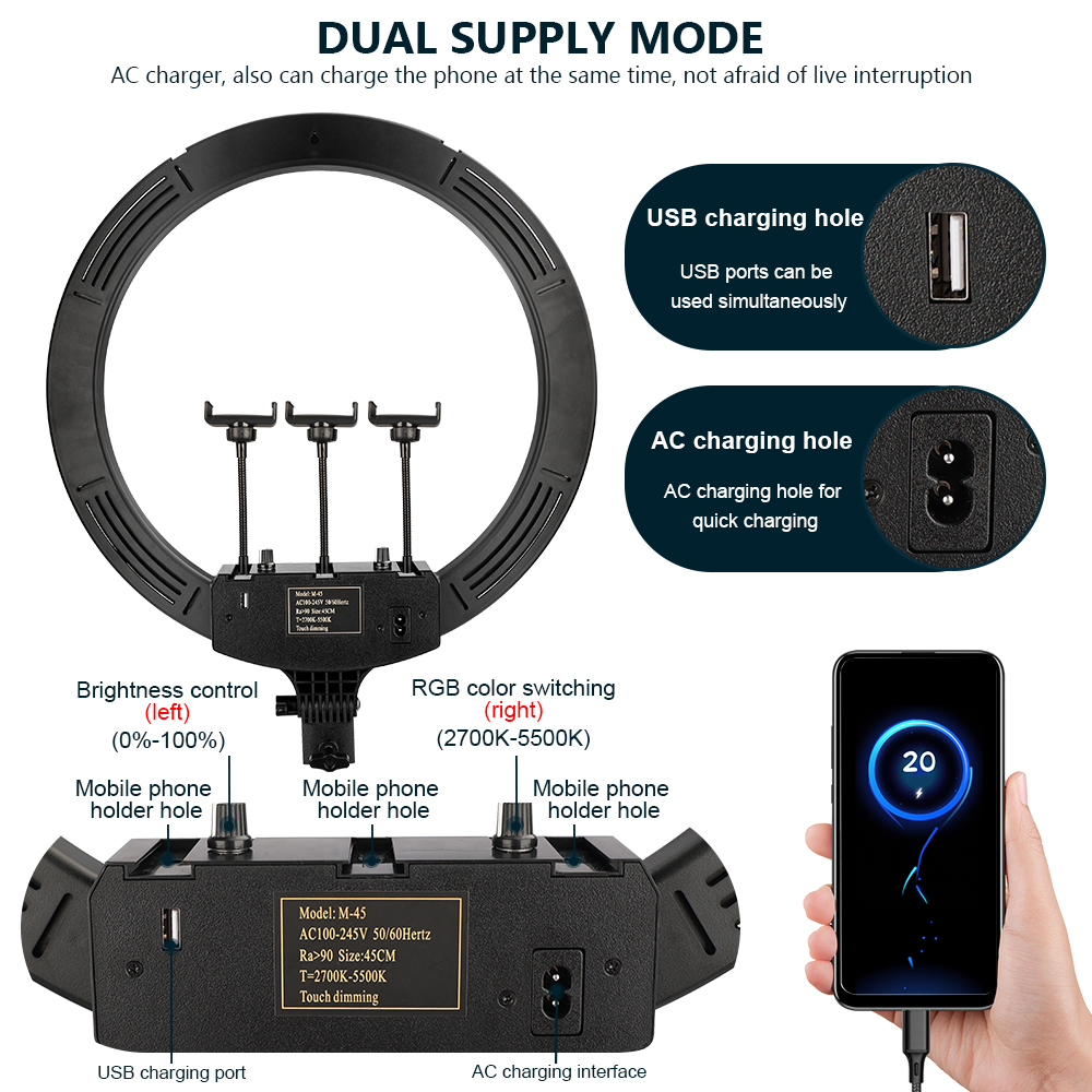 18 Inch RGB Ring Light 50W Pho - Webcam Ring Light ulasan dan harga