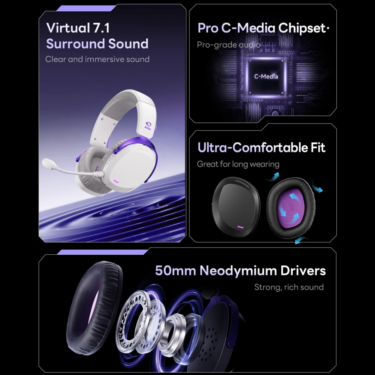 Akko GH300 Headset 7.1 Virtual - Esports Gaming Bar ulasan dan harga